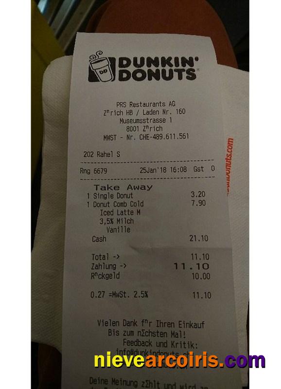 Dunkin donuts receipt